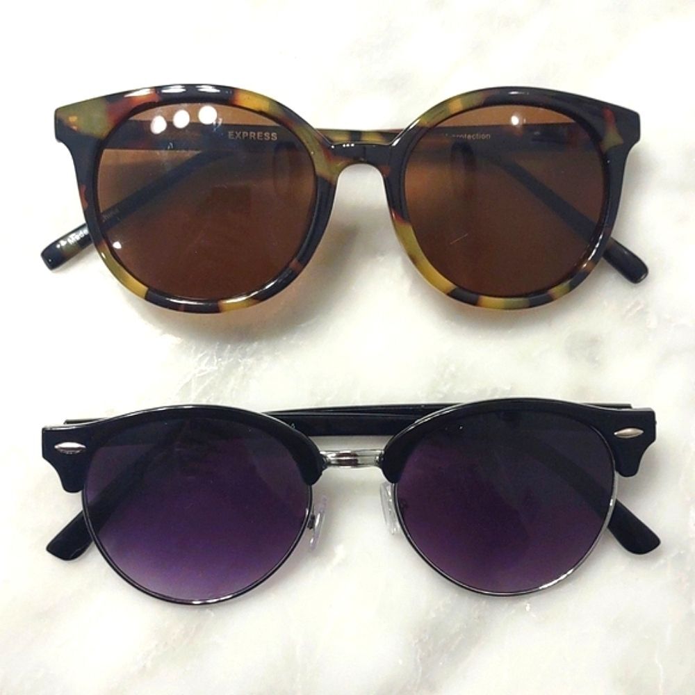 SET OF 2 Express Tortoise Frame Sunglasses 100% UV Protection